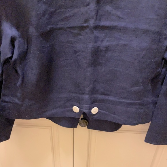 100% Linen, Navy blue, waist length jacket with cream color buttons - Picture 8 of 8